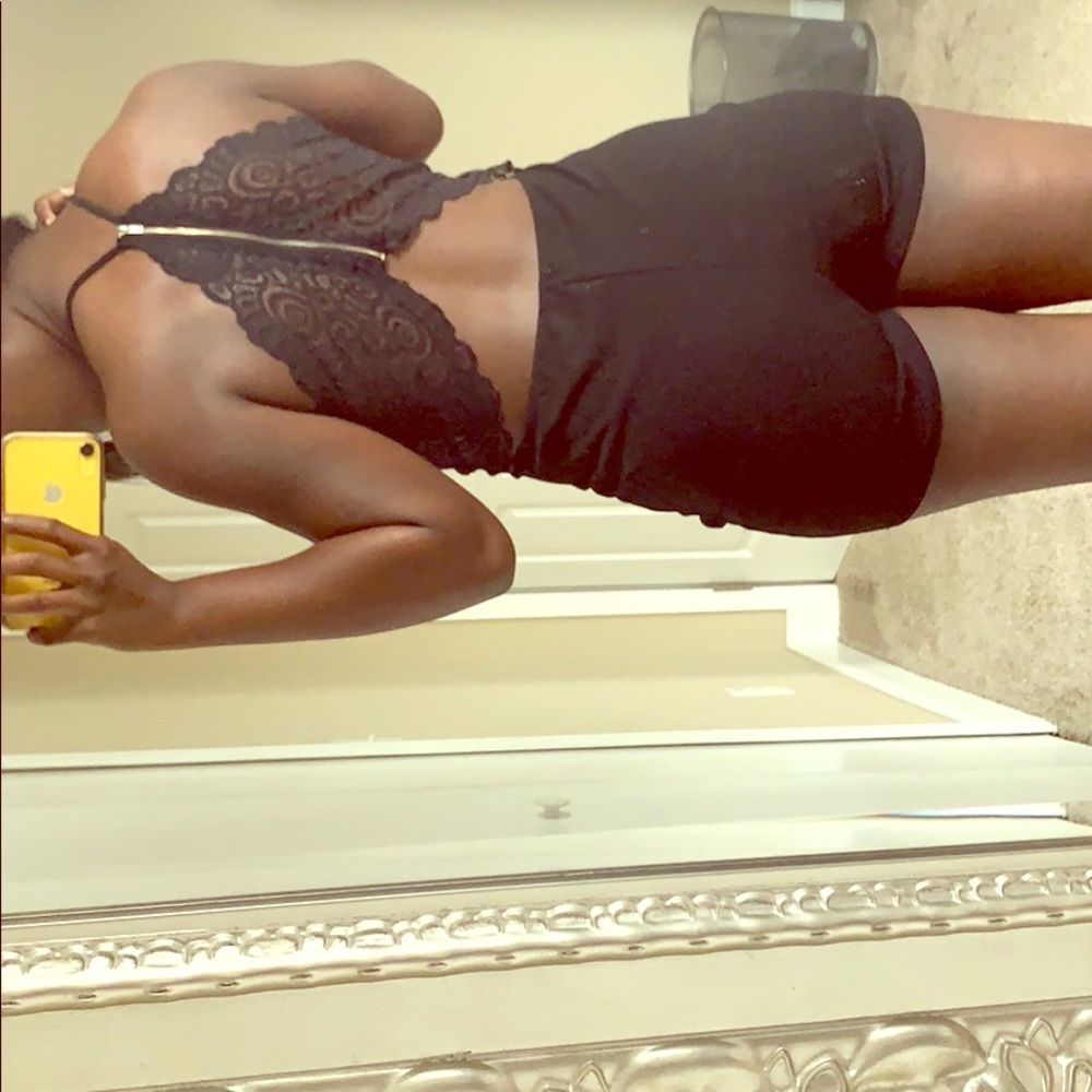 Black romper with lace backing